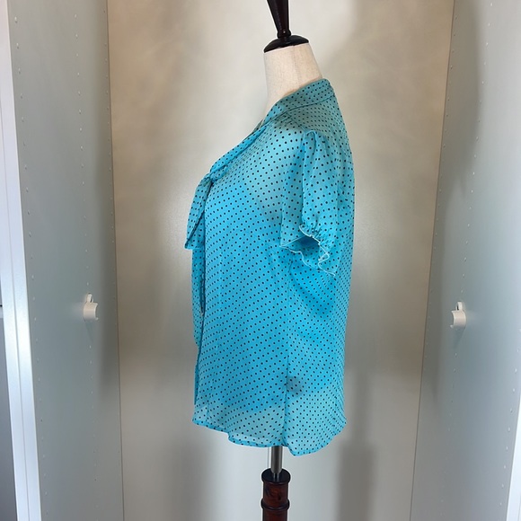 Zac & Rachel Blue with Black Polka Dot 2 Piece Blouse Set Size Small - Picture 4 of 9